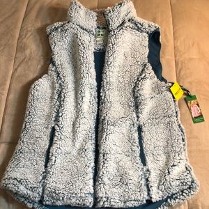 Blue and White Sherpa Vest